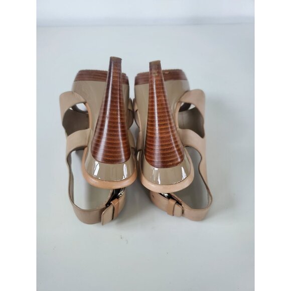 Michael Kors CARLA Taupe Leather Platform Heels Size 7.5 M Womens Shoes - Picture 7 of 12